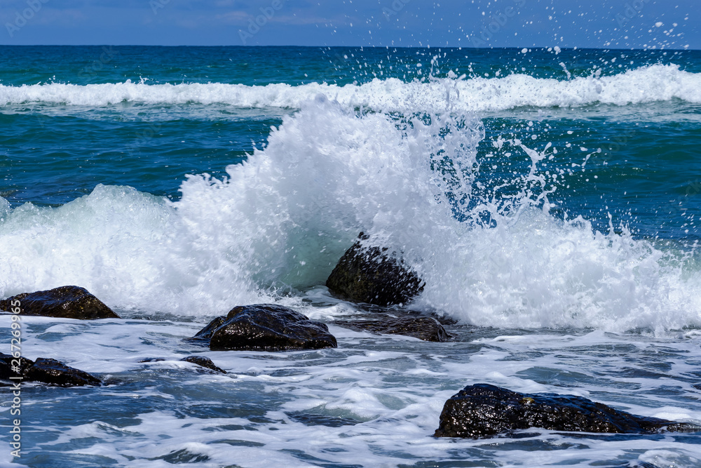 Blue sky and white waves at Koh Mak, Thailand Blue sky and white waves at Koh Mak, Thailand