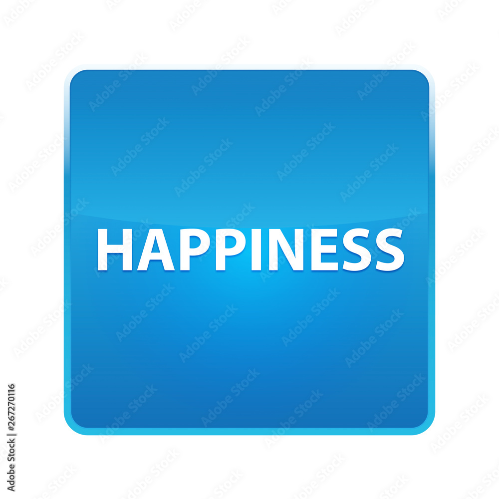 Happiness shiny blue square button Happiness shiny blue square button