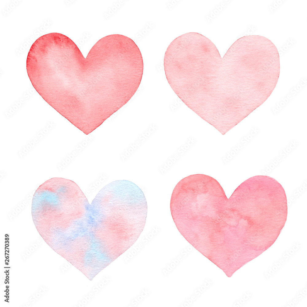 Watercolor hearts 1