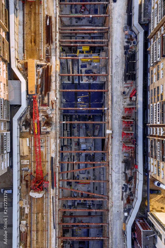 Construction of metro underground station