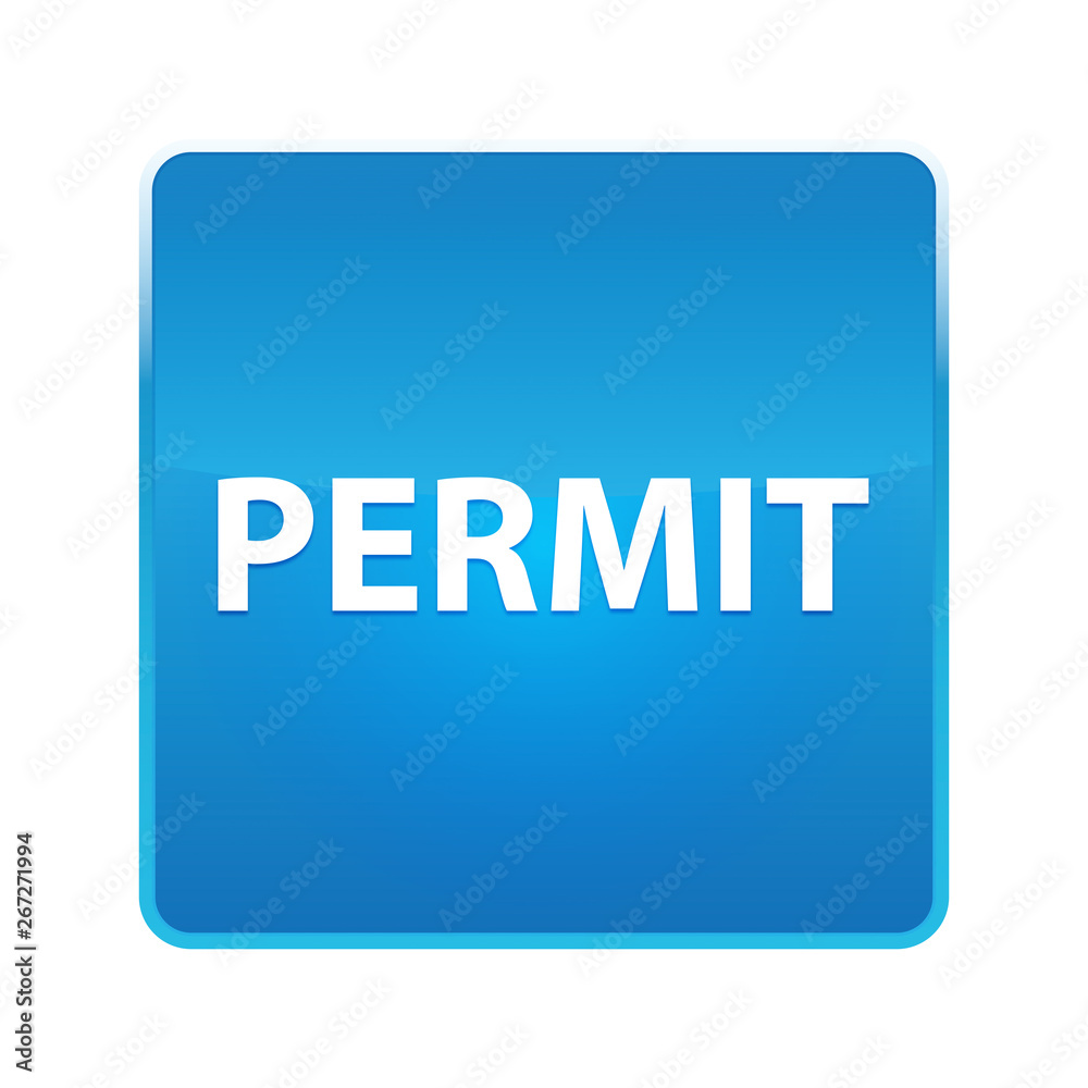 Permit shiny blue square button Permit shiny blue square button