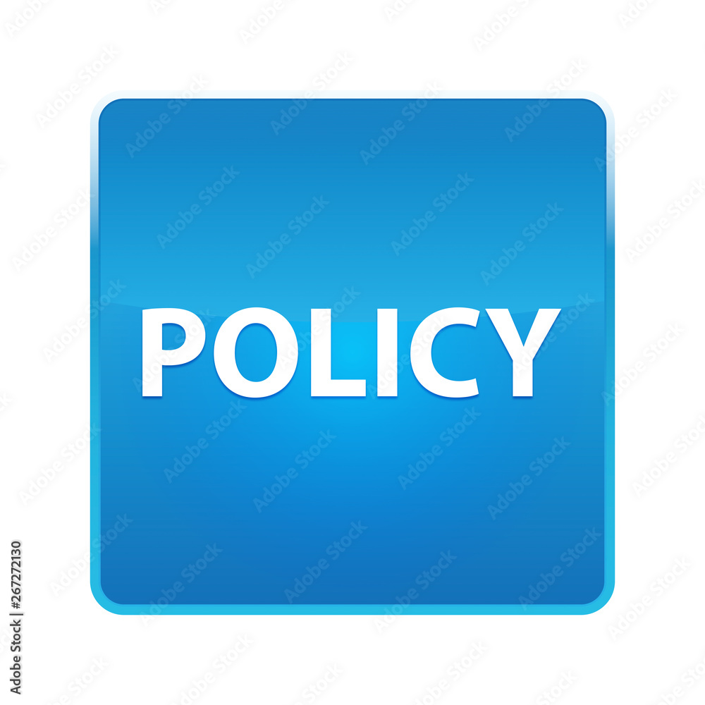 Policy shiny blue square button Policy shiny blue square button