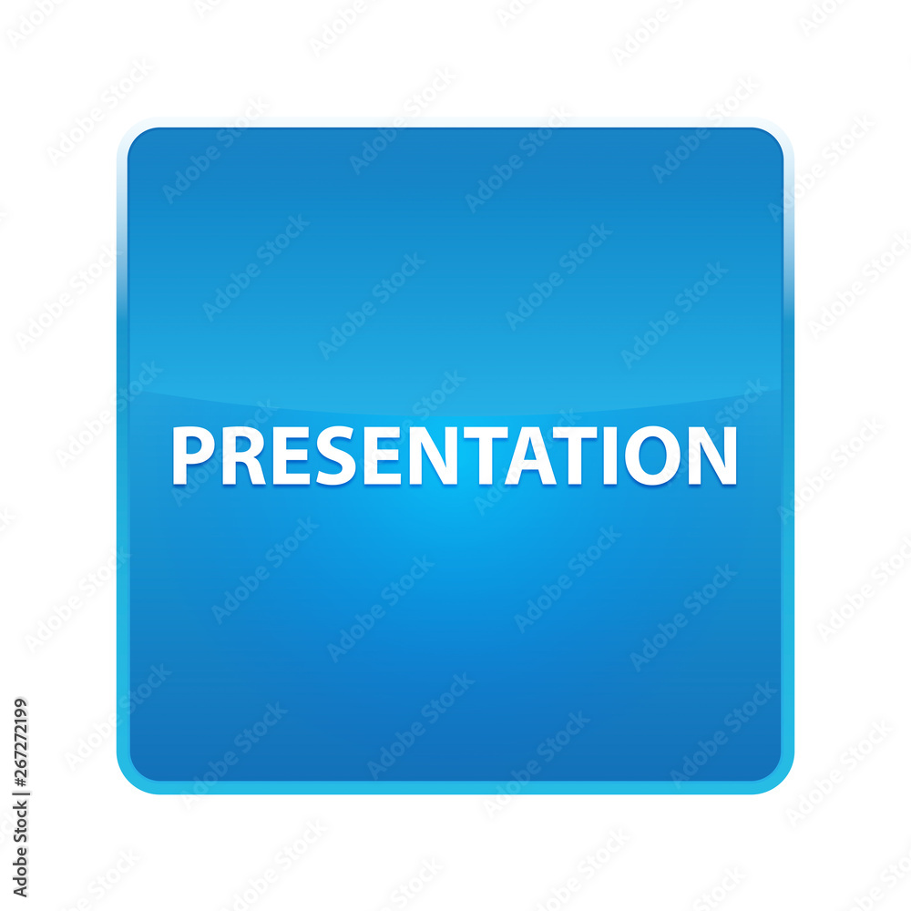 Presentation shiny blue square button Presentation shiny blue square button