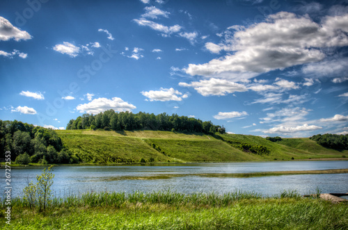 landscape with lake and blue sky © Земляничковые Нычки