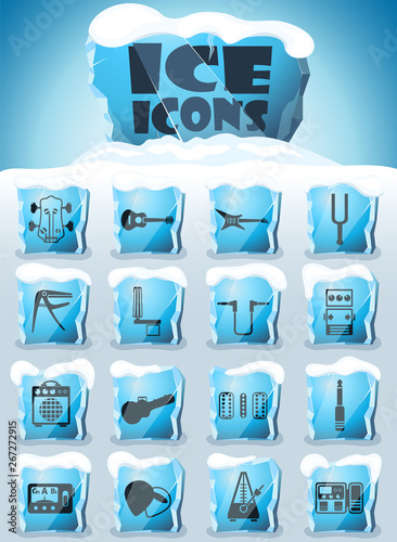 guitar and accessories icon set