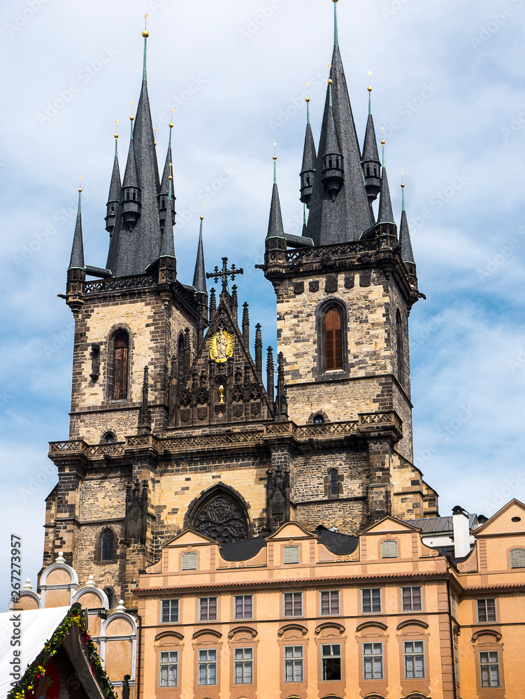 Fototapeta premium The Church of Our Lady before Týn is a dominant feature of the Old Town of Prague, Czech Republic