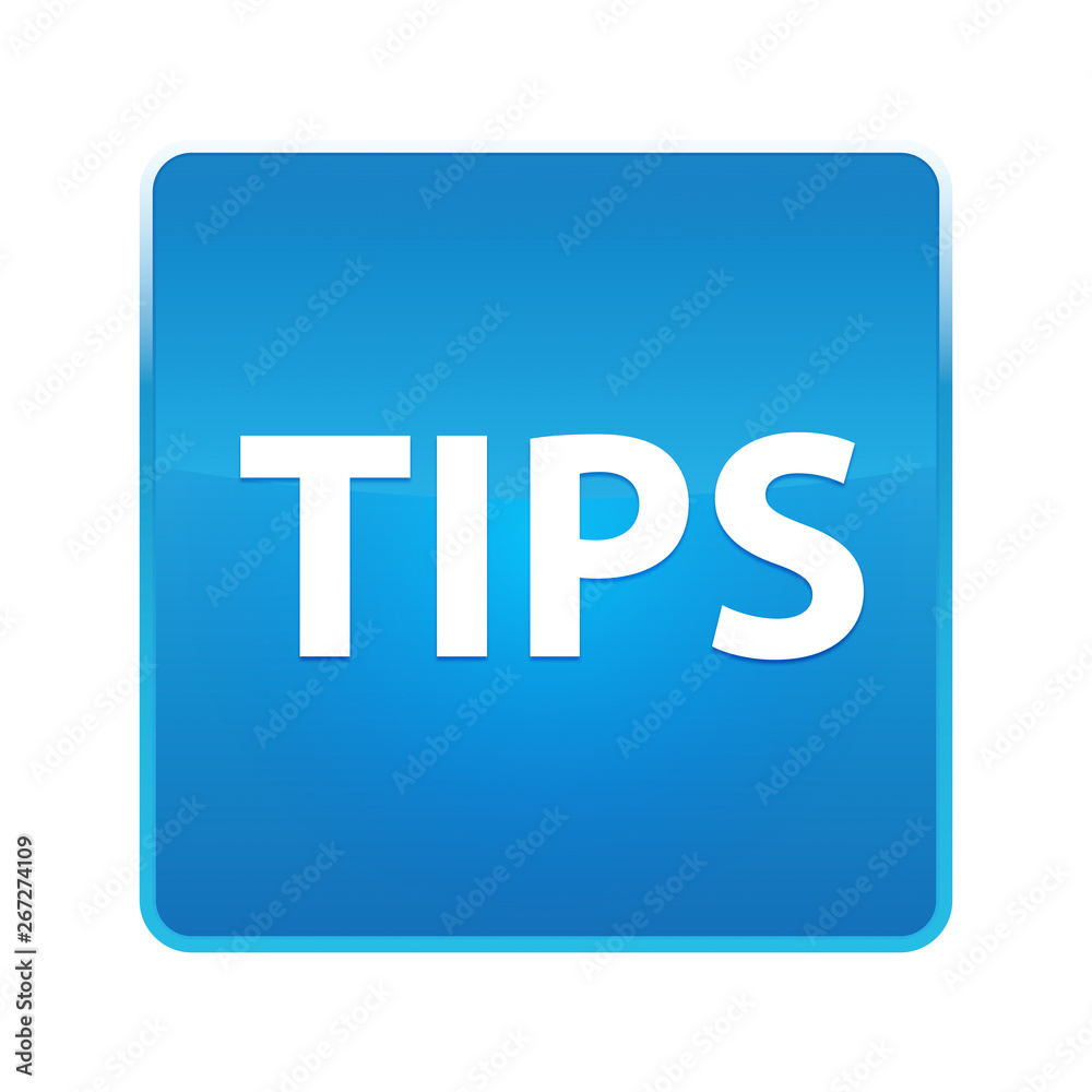 Tips shiny blue square button Tips shiny blue square button