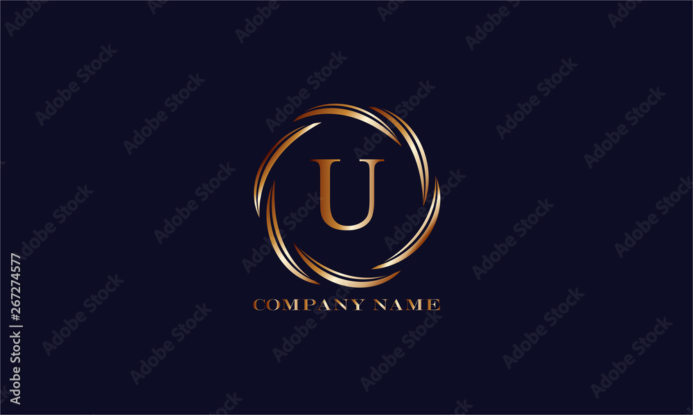 Gold Emblem of the weaving circle. Monogram design elements, graceful template. Simple logo design Letter  for Royalty, business card, Boutique, Hotel, Heraldic, Web design. Vector illustration