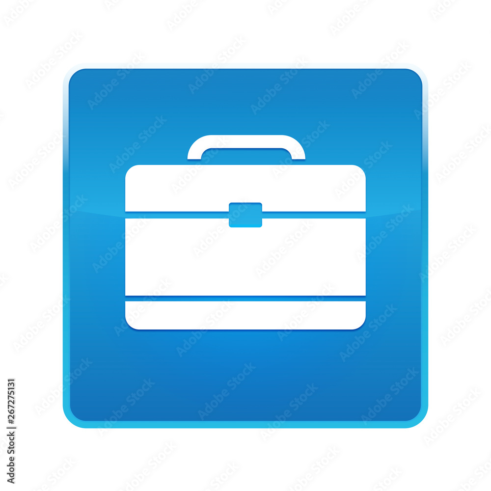 Briefcase icon shiny blue square button Briefcase icon shiny blue square button