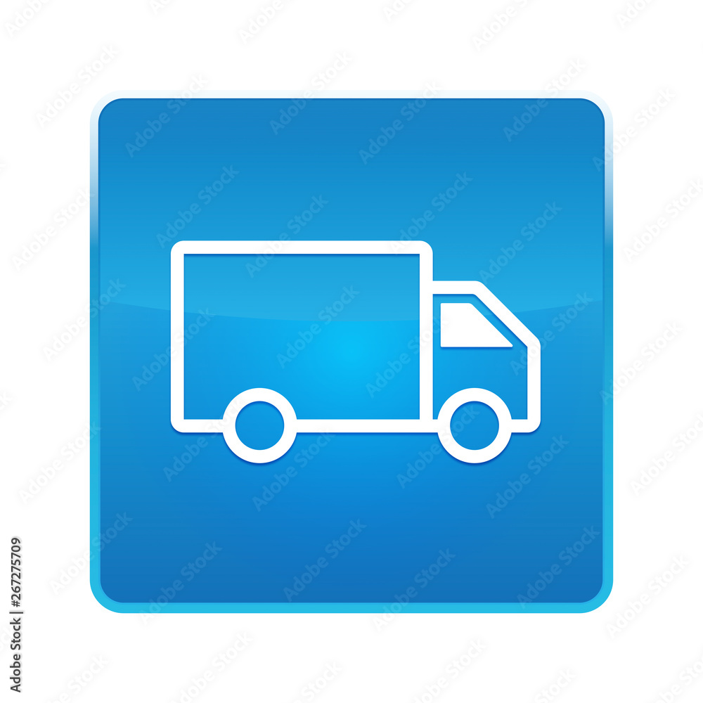 Delivery truck icon shiny blue square button Delivery truck icon shiny blue square button