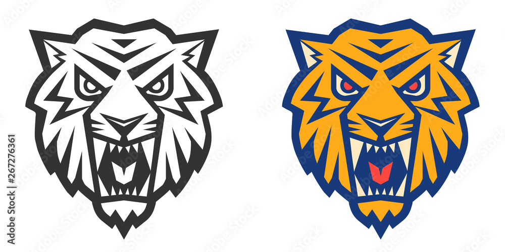 Retro sport logo with head of a tiger