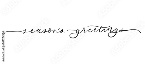 Season's greetings lettering greeting card isolated on white background. Christmas Vector illustration photo