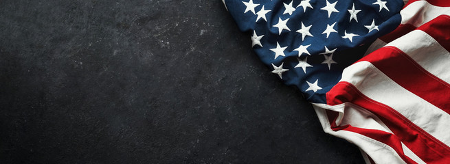 United States Flag On Black Background