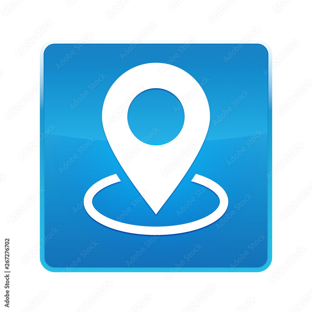 Map point icon shiny blue square button Map point icon shiny blue square button