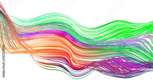 Colorful gold flow brush stroke. Hair curved line.