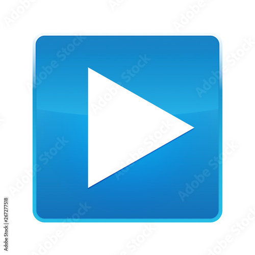 Free Download Play icon shiny blue square button - GFXLoad