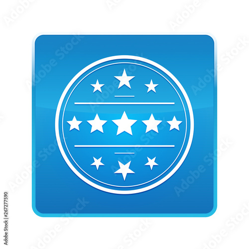 Premium badge icon shiny blue square button