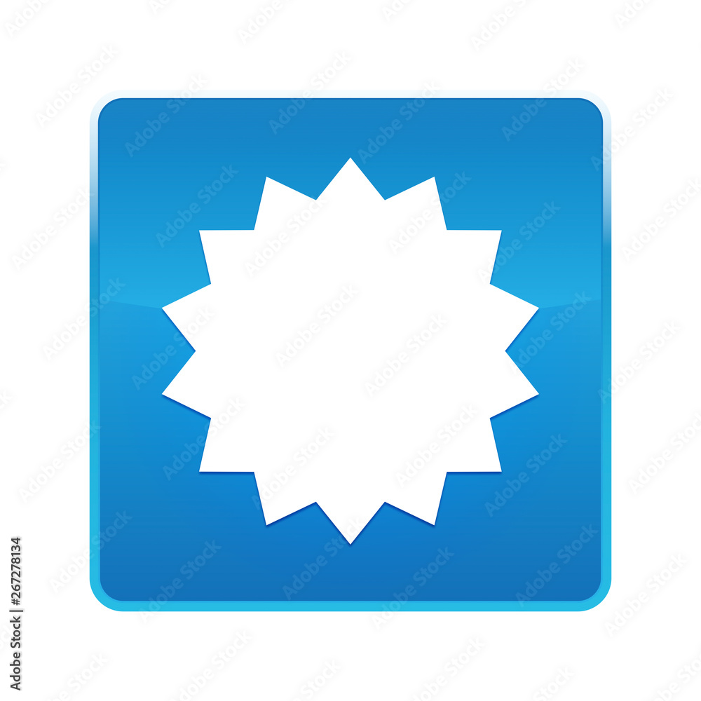 Star badge icon shiny blue square button Star badge icon shiny blue square button