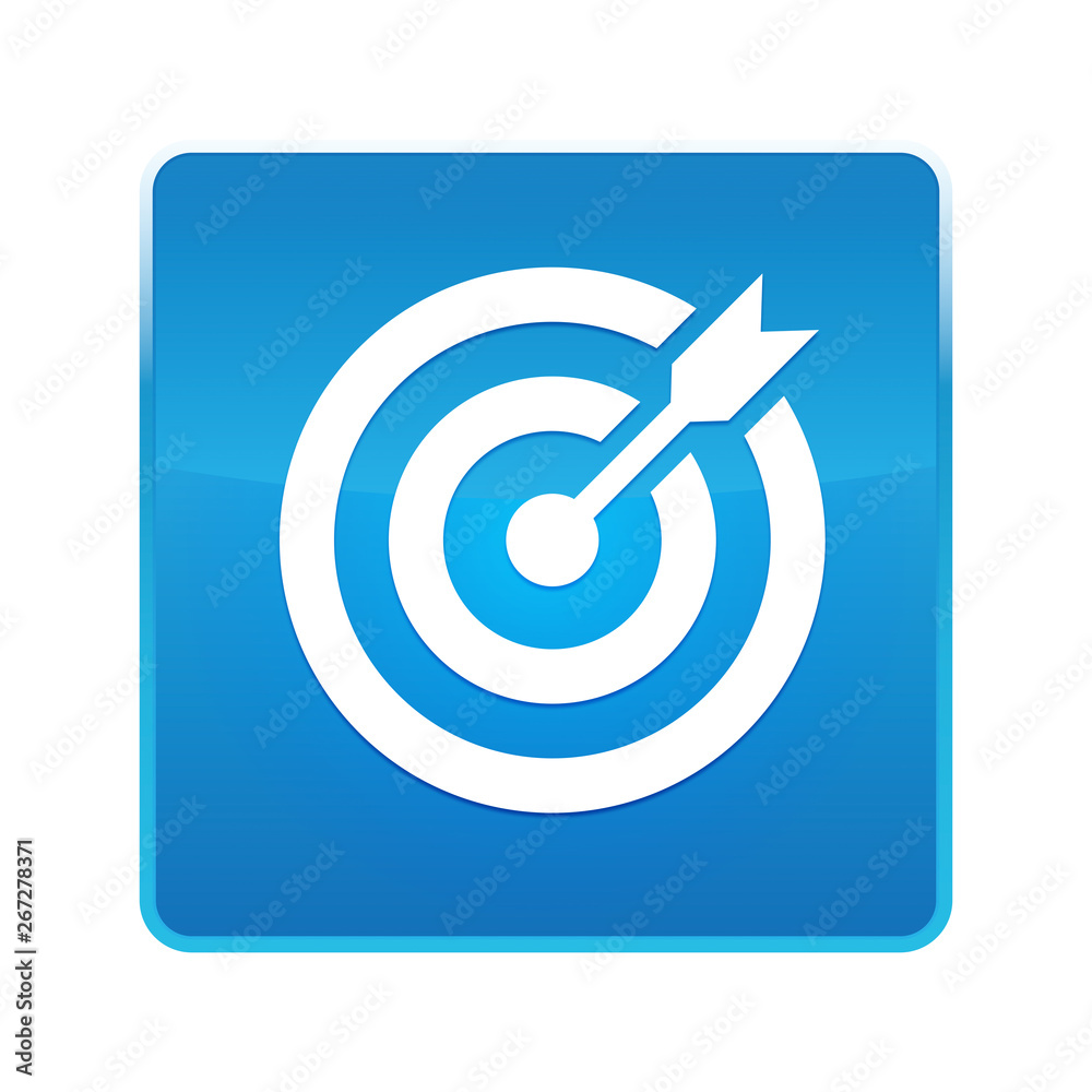 Target arrow icon shiny blue square button Target arrow icon shiny blue square button