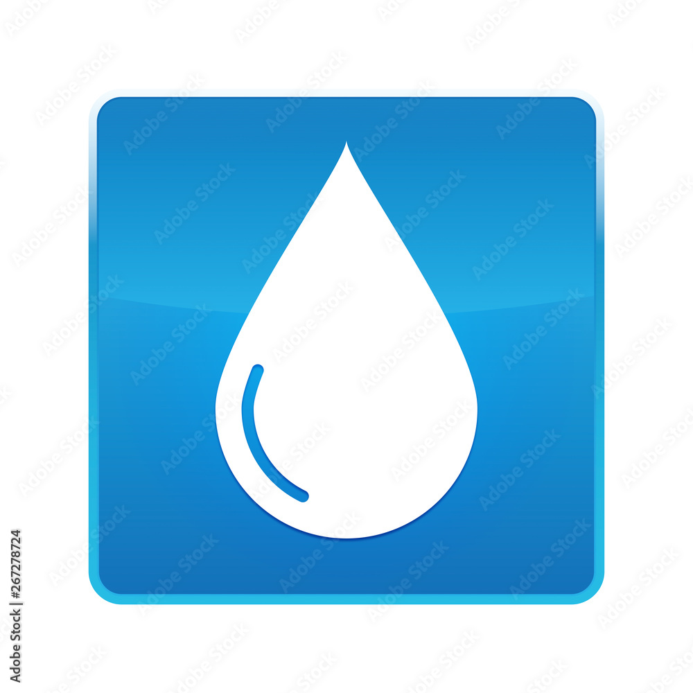 Water drop icon shiny blue square button Water drop icon shiny blue square button