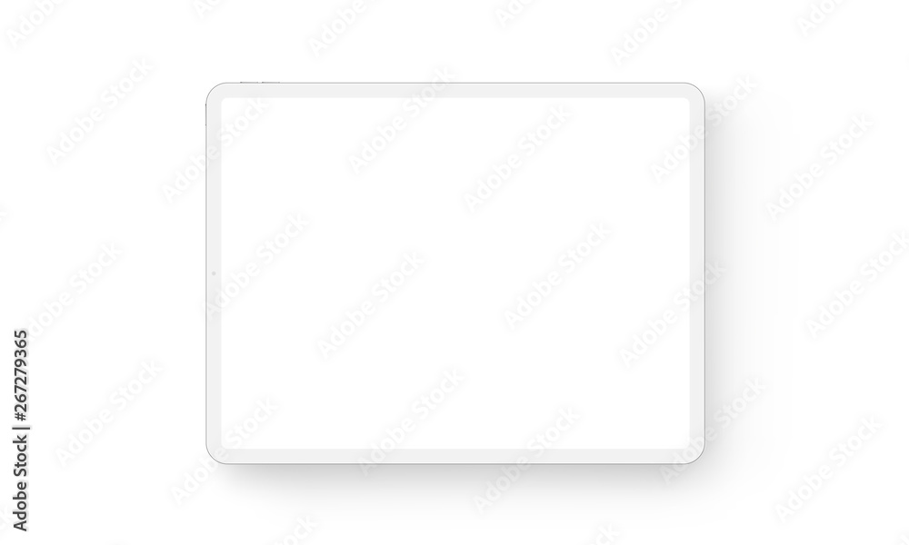 Clay tablet computer horizontal mockup - front view. Vector illustration Clay tablet computer horizontal mockup - front view. Vector illustration
