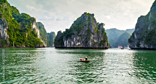 Halong Bay Tour Cruise Discover Rocky islands spectacular limestone, northern Vietnam © Emoji Smileys People