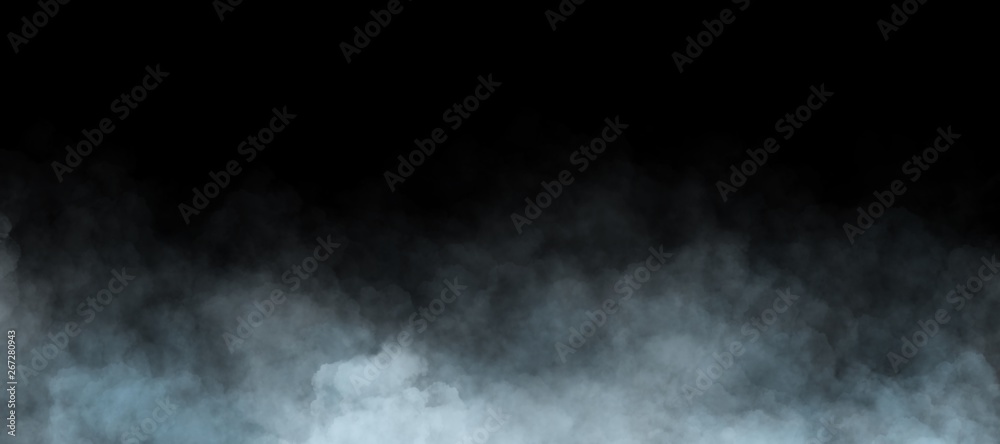 abstract fog or smoke move on black background. White cloudiness, mist or smog background - obrazy, fototapety, plakaty 