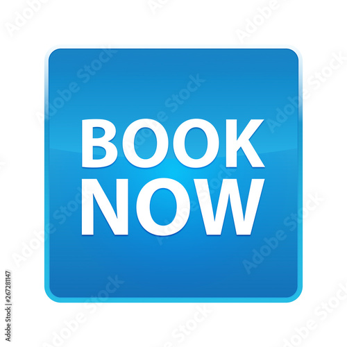 Book Now shiny blue square button
