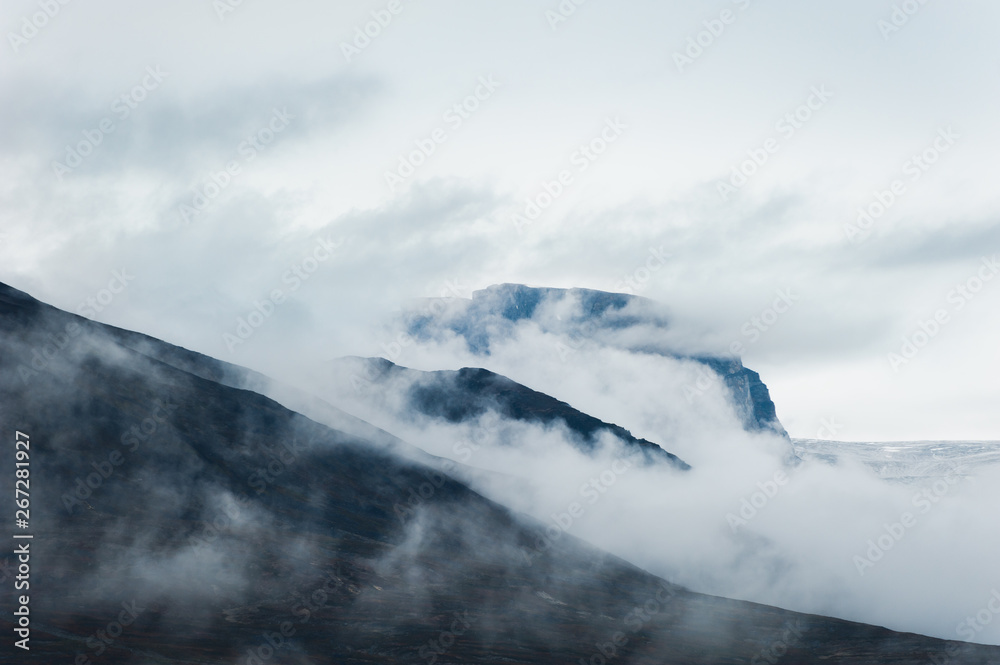 Mountains with clouds in western Greenland