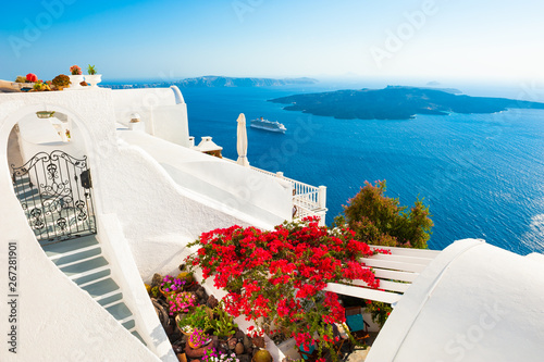 White architecture on Santorini island  Greece. Famous travel destination