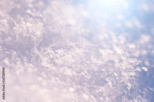 Macro image of snowflakes. Beautiful winter background.