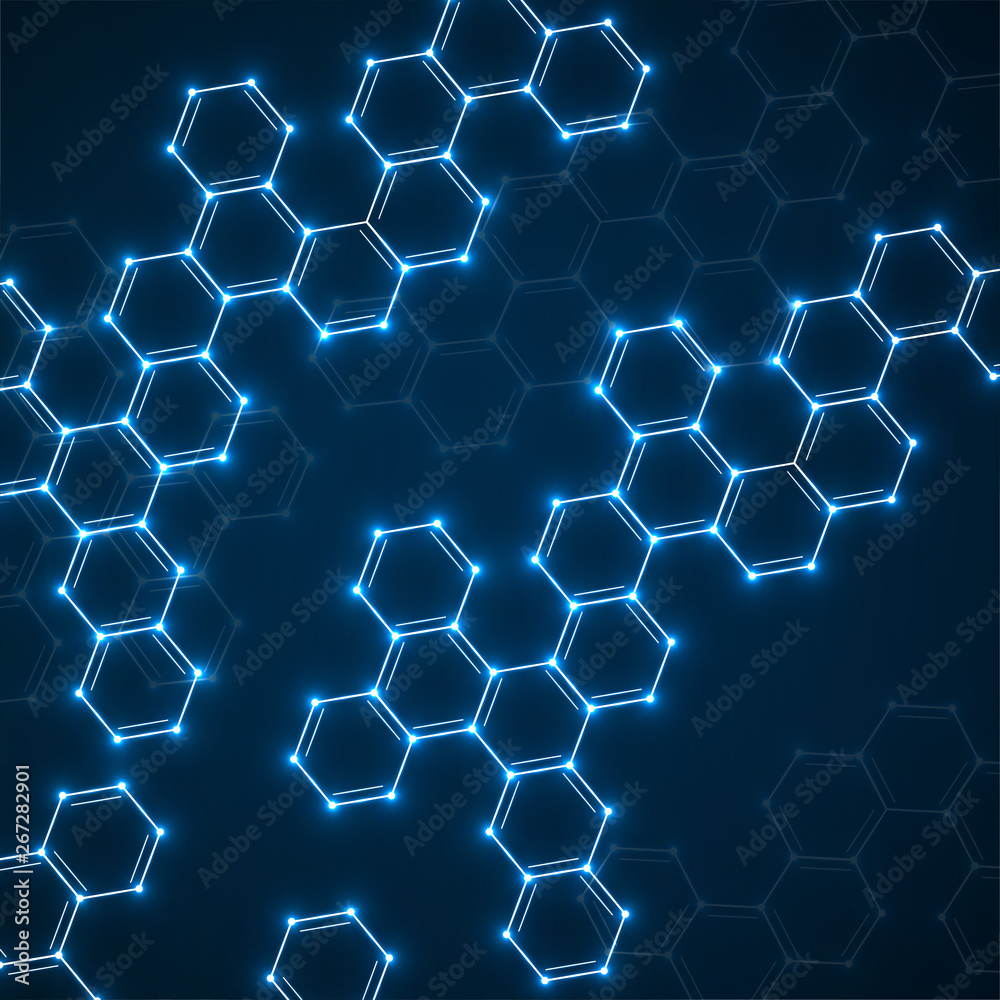 Abstract molecular structures. Technology background. Connected cell