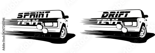 Racing Team Logo Design for Car Sport Team, Car Tuning Service Business, etc. Vector Logo Template.