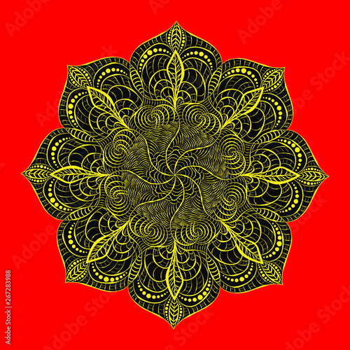 Decorative mandala. Spiral pattern. Coloring under the crested.