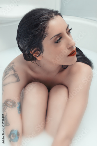 A beautiful woman in the bathtub