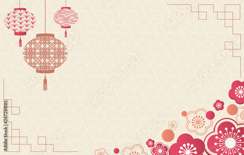 Happy new year 2020. A horizontal banner with Chinese elements of the new year.