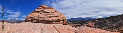 Views from the Lower Sand Cove trail to the Vortex formation, by Snow Canyon State Park in the Red Cliffs National Conservation Area, by Gunlock and Saint George, Utah, United States. 