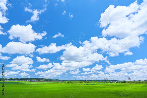 田園風景 青空と雲
