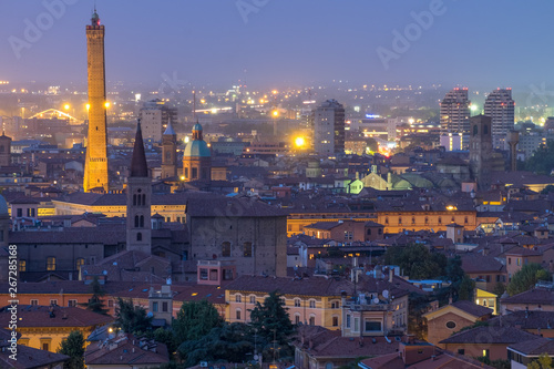 Bologna cityscape by dusk. Italy