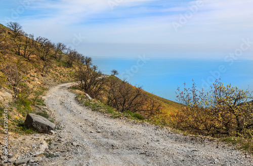 Winding dirt mountain road