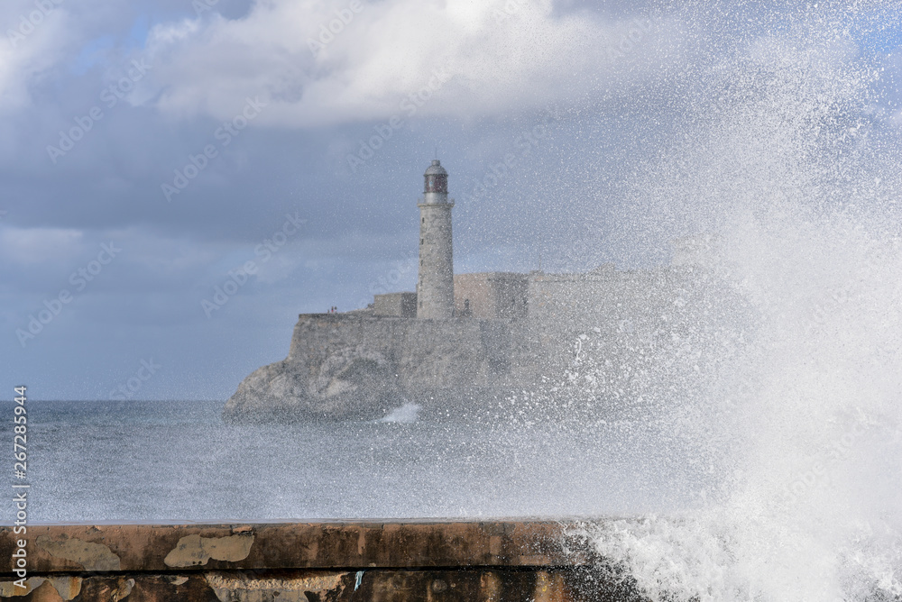 Sea Spray near Morro Castle Havana Cuba (Castillo del Morro)