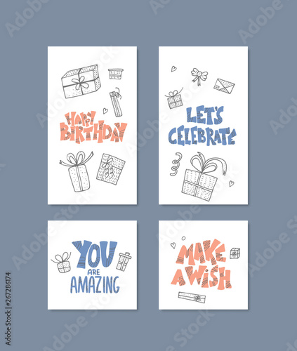 Set of Happy Birthday social media templates.