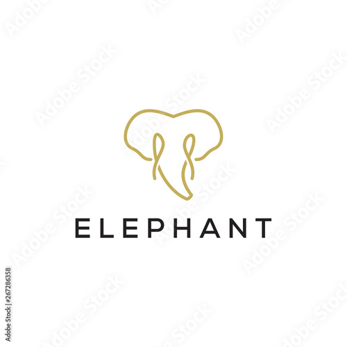 elephant line vrctor logo design photo