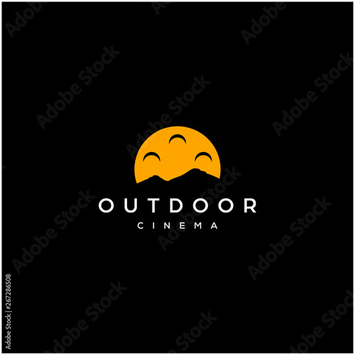 outdoor cinema vector logo design
