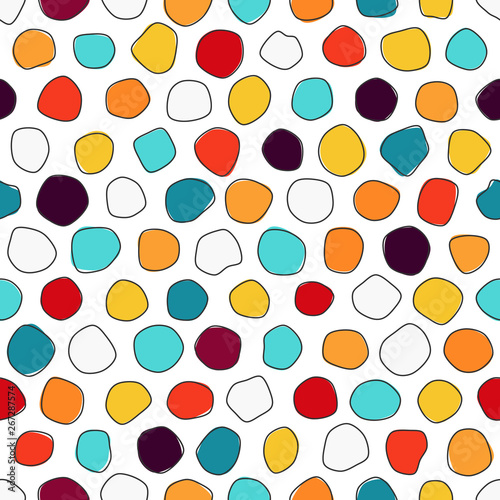 Fototapeta Naklejka Na Ścianę i Meble -  Multicolor blobs.  Childish background. Doodle style. Seamless pattern for boys and girls. 