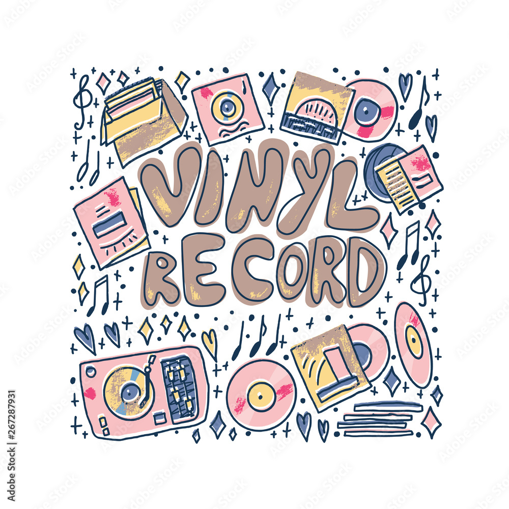 Fototapeta premium Vinyl record concept. Vector color illustration.