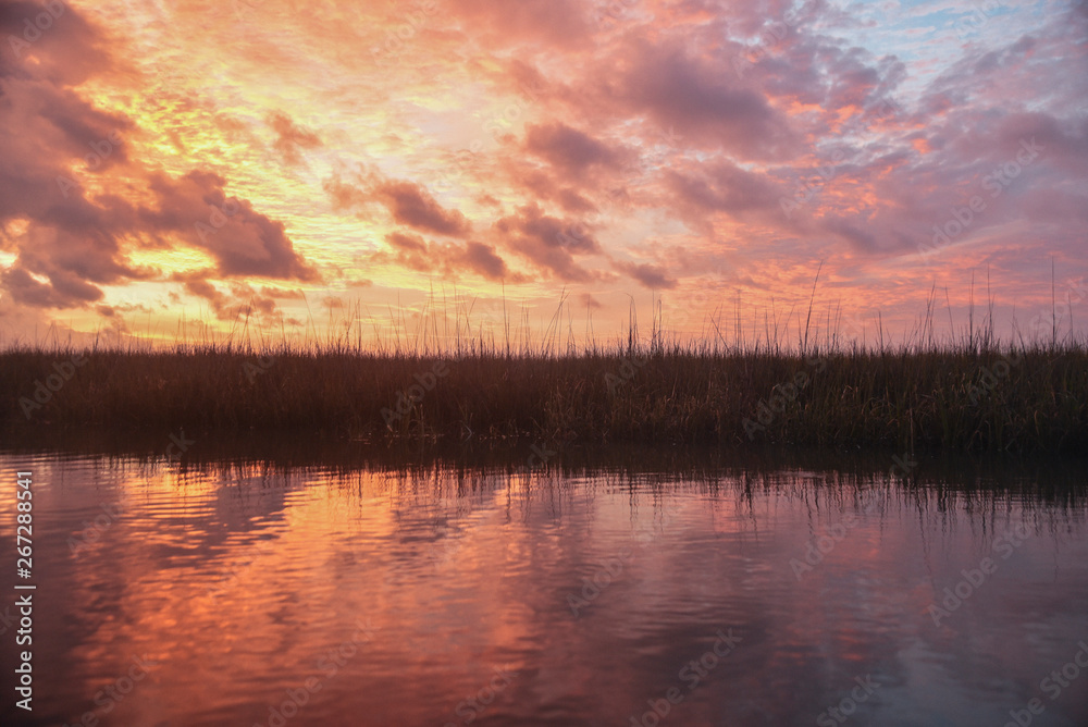 Sunrise Over Marsh on Edisto Island in South Carolina 