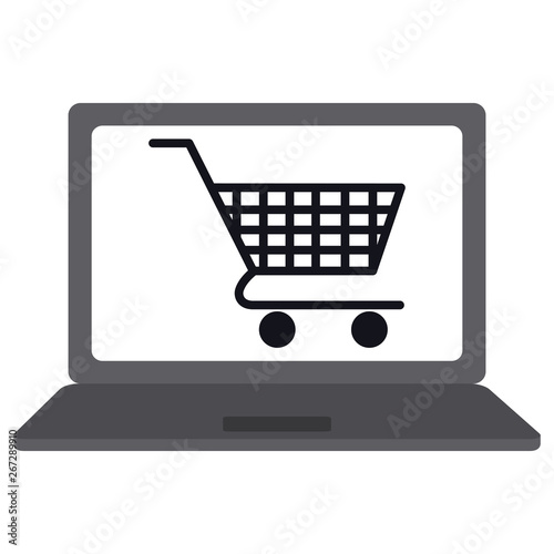 laptop computer with shopping cart