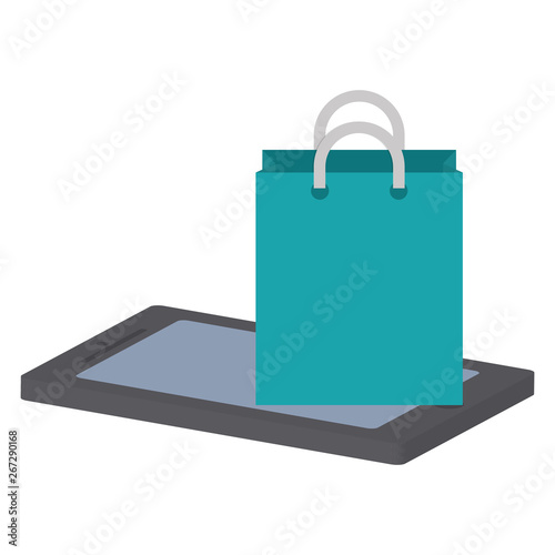 smartphone device with shopping bag