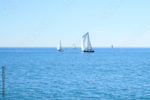 Sail boat in mediterranean sea, Palavas les Flots, France